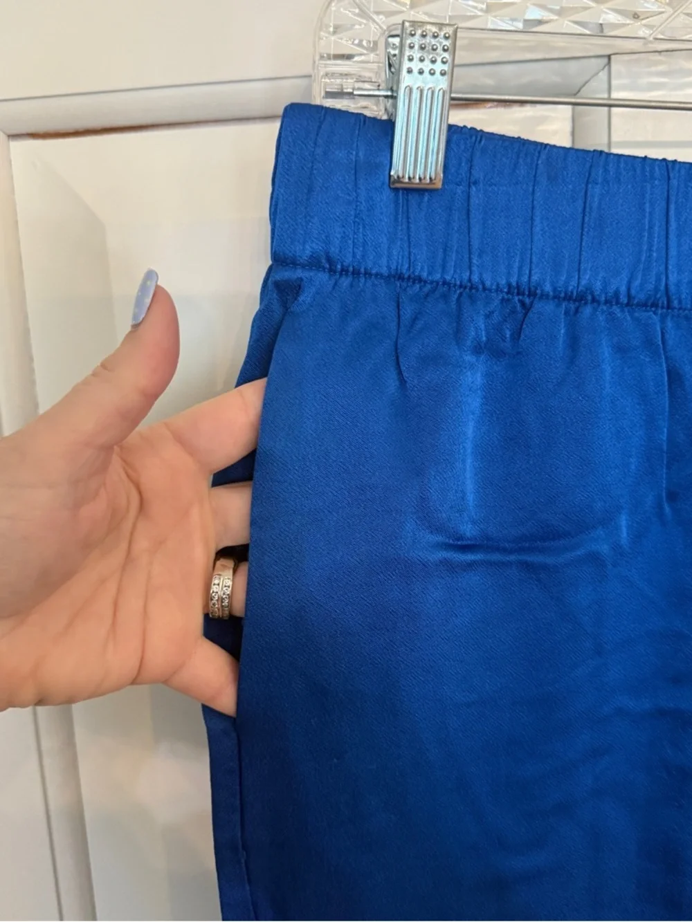 J.Crew Blue Wide Leg Pull-On Pants Size 8 Elastic Waist Casual 25359